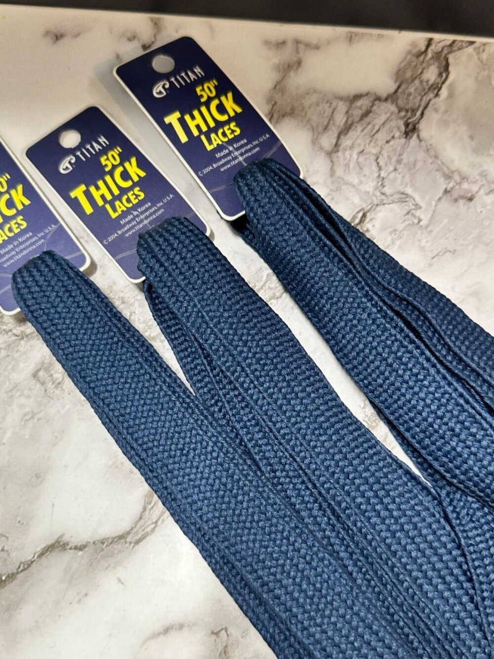3/$30 Titan Thick Shoe Laces Navy Blue 50" Flat Wide Replacement Lot Of 3 Pairs